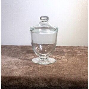 Clear Glass Apothecary Jar w/ Lid Candy Cookie Vanity Storage Canister 7"
